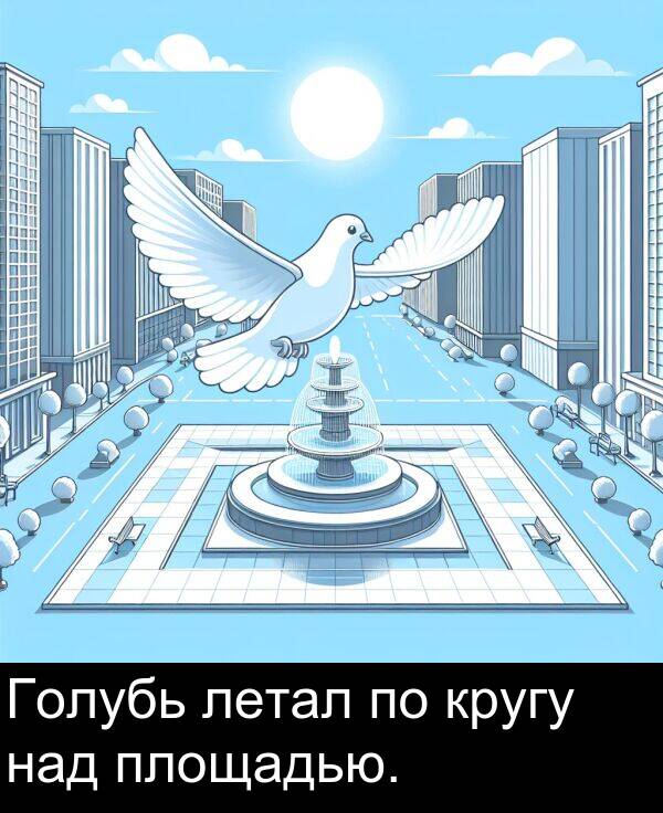 кругу: Голубь летал по кругу над площадью.