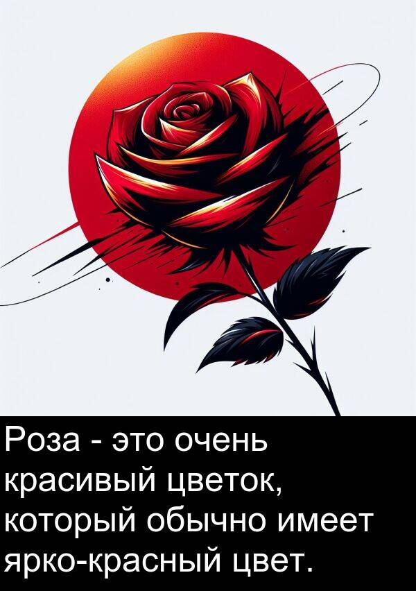 красивый: Роза - это очень красивый цветок, который обычно имеет ярко-красный цвет.