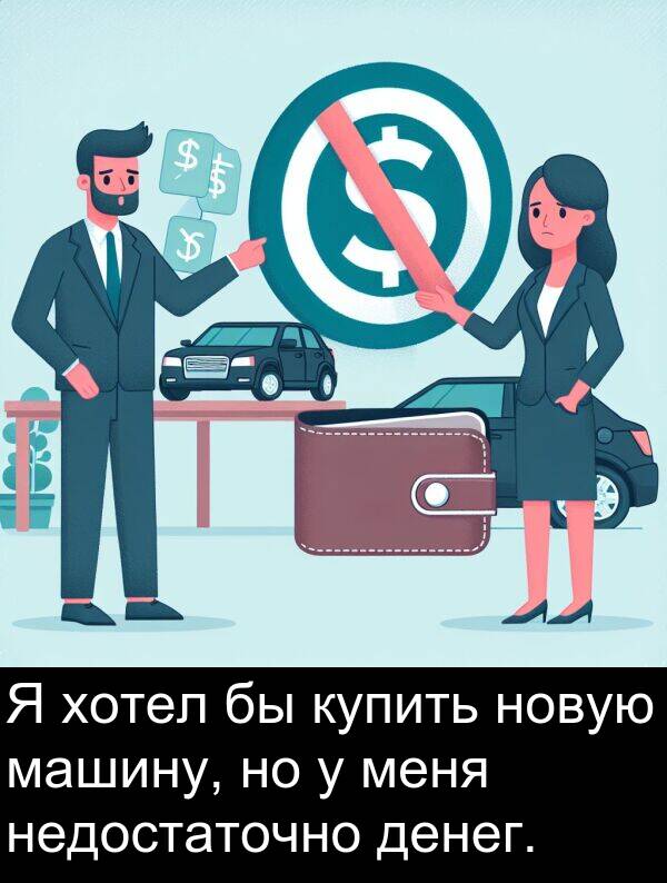 новую: Я хотел бы купить новую машину, но у меня недостаточно денег.