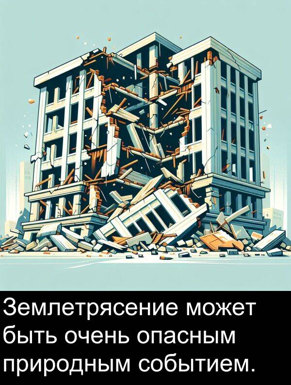 природным: Землетрясение может быть очень опасным природным событием.
