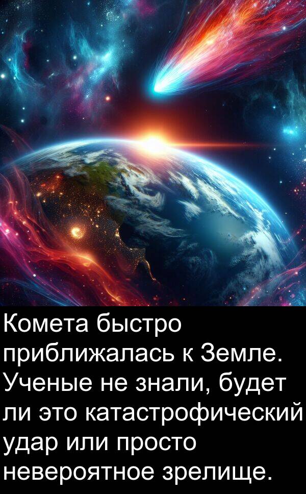 просто: Комета быстро приближалась к Земле. Ученые не знали, будет ли это катастрофический удар или просто невероятное зрелище.