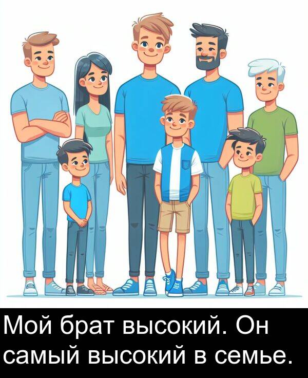 высокий: Мой брат высокий. Он самый высокий в семье.