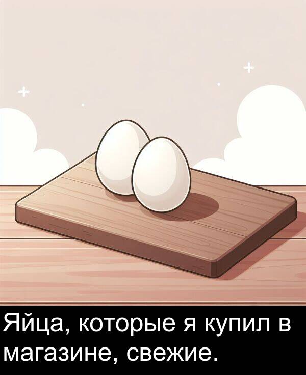 которые: Яйца, которые я купил в магазине, свежие.