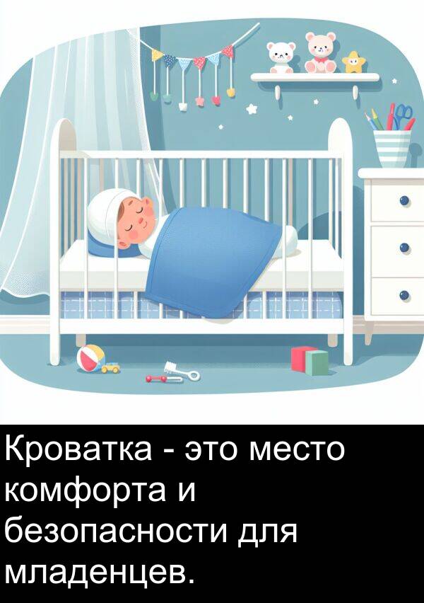 комфорта: Кроватка - это место комфорта и безопасности для младенцев.
