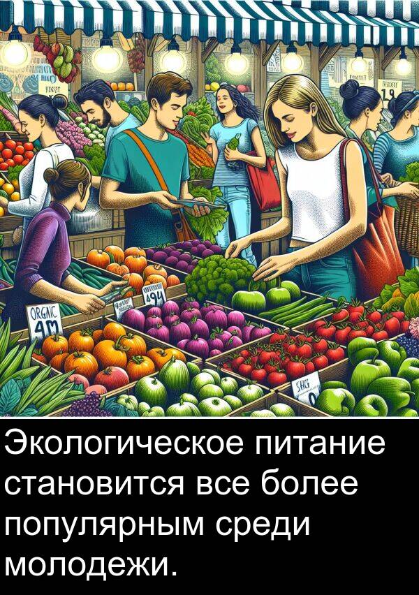становится: Экологическое питание становится все более популярным среди молодежи.