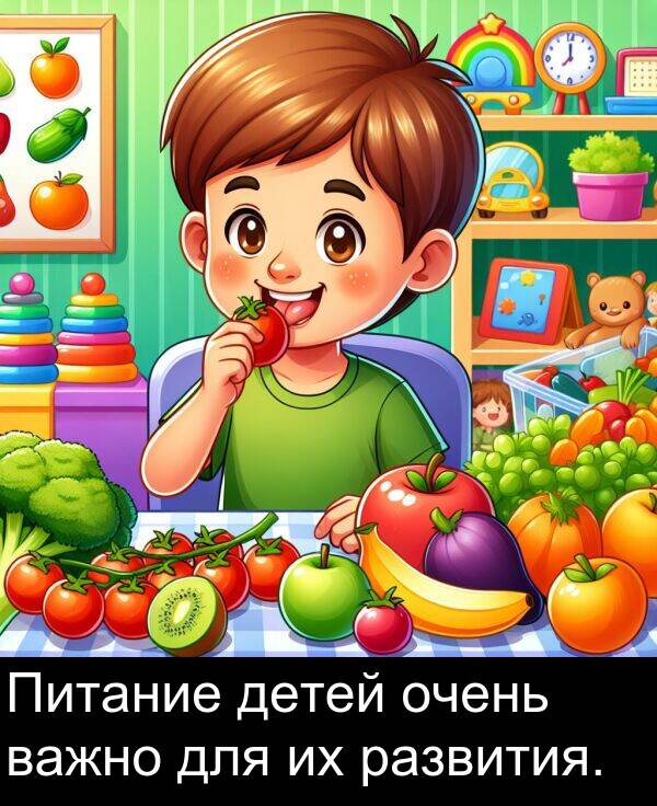 важно: Питание детей очень важно для их развития.