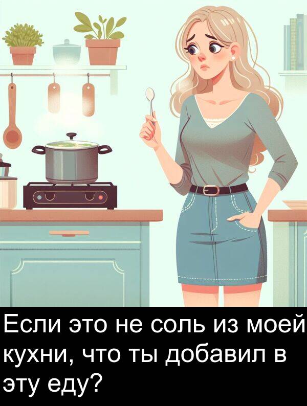 соль: Если это не соль из моей кухни, что ты добавил в эту еду?