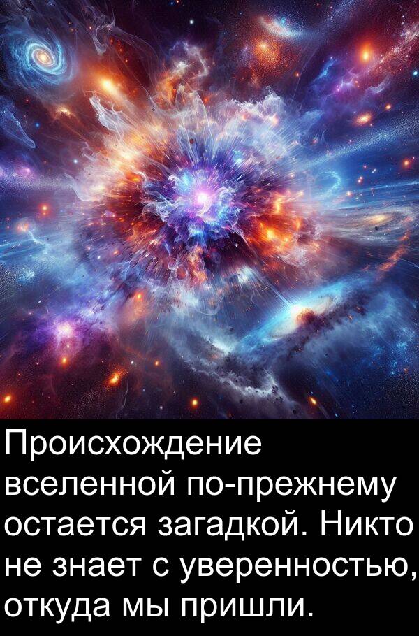пришли: Происхождение вселенной по-прежнему остается загадкой. Никто не знает с уверенностью, откуда мы пришли.