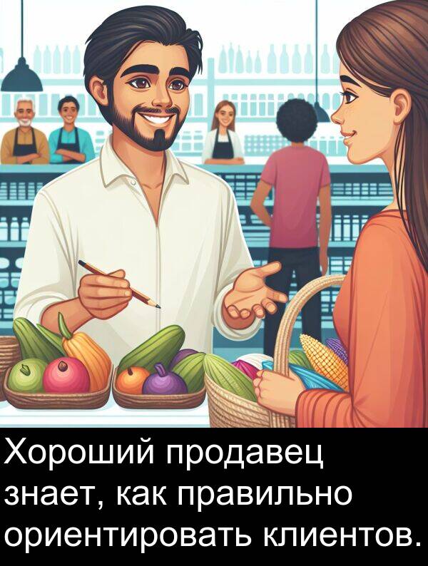 клиентов: Хороший продавец знает, как правильно ориентировать клиентов.