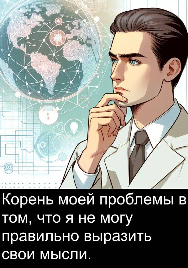 проблемы: Корень моей проблемы в том, что я не могу правильно выразить свои мысли.