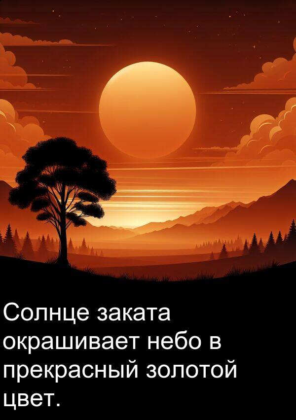 цвет: Солнце заката окрашивает небо в прекрасный золотой цвет.