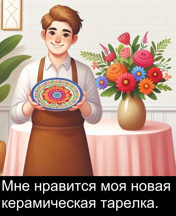 керамическая: Мне нравится моя новая керамическая тарелка.