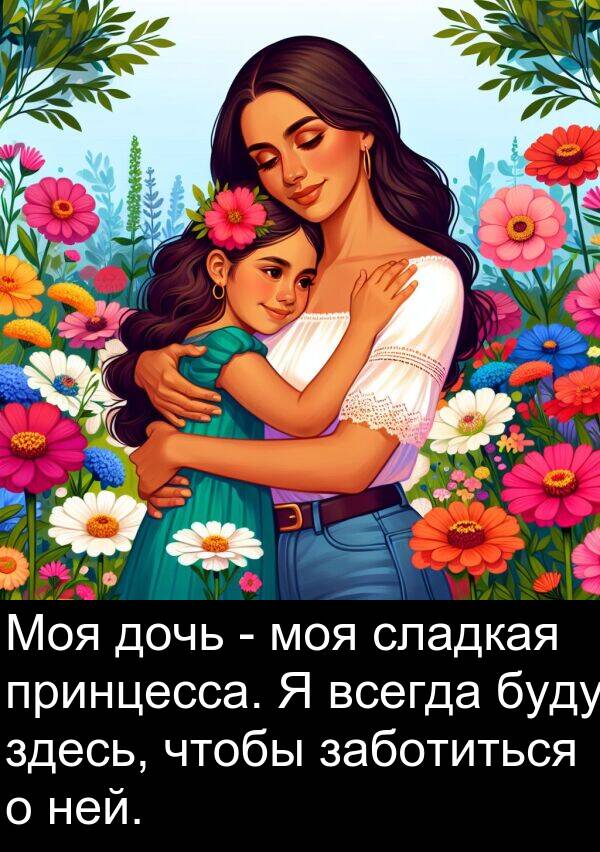 принцесса: Моя дочь - моя сладкая принцесса. Я всегда буду здесь, чтобы заботиться о ней.