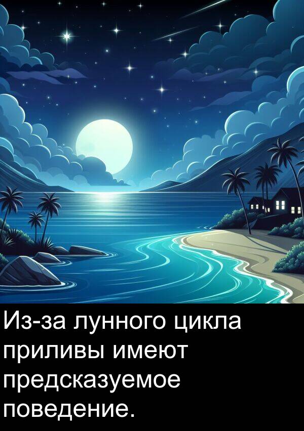 приливы: Из-за лунного цикла приливы имеют предсказуемое поведение.