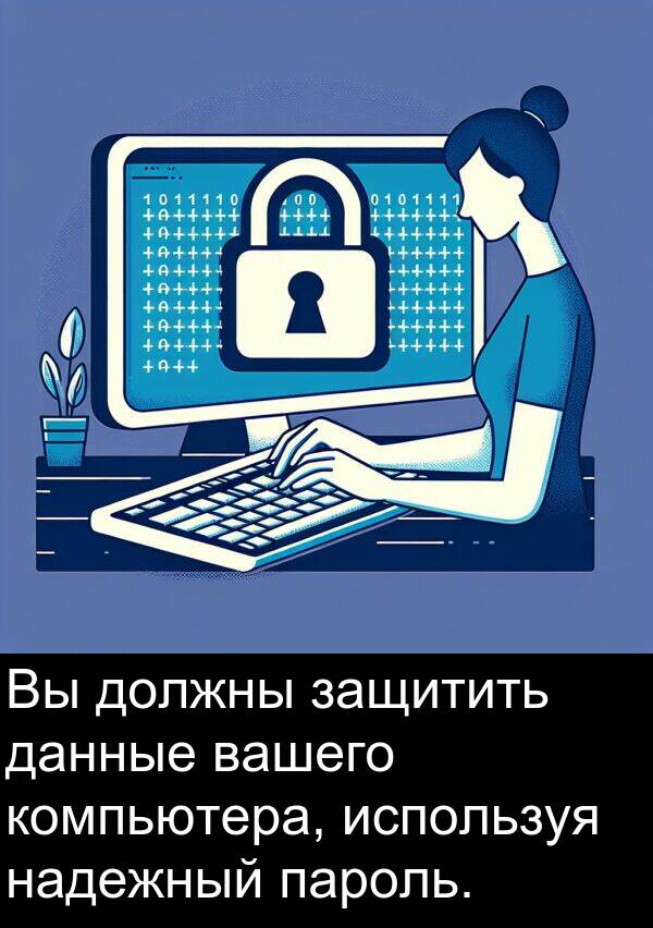 компьютера: Вы должны защитить данные вашего компьютера, используя надежный пароль.