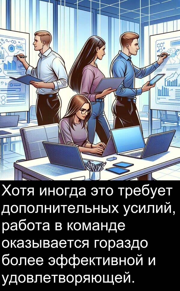команде: Хотя иногда это требует дополнительных усилий, работа в команде оказывается гораздо более эффективной и удовлетворяющей.