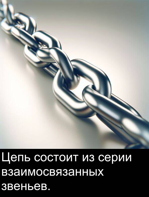 состоит: Цепь состоит из серии взаимосвязанных звеньев.