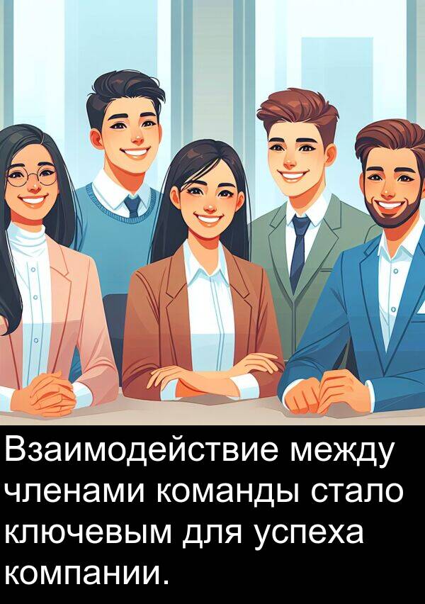 ключевым: Взаимодействие между членами команды стало ключевым для успеха компании.