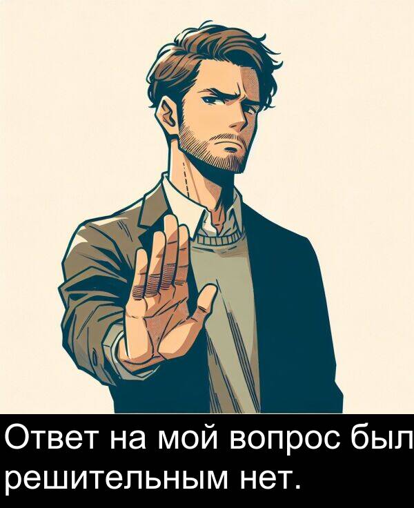вопрос: Ответ на мой вопрос был решительным нет.