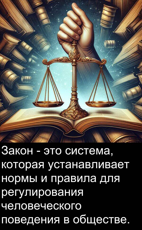 правила: Закон - это система, которая устанавливает нормы и правила для регулирования человеческого поведения в обществе.