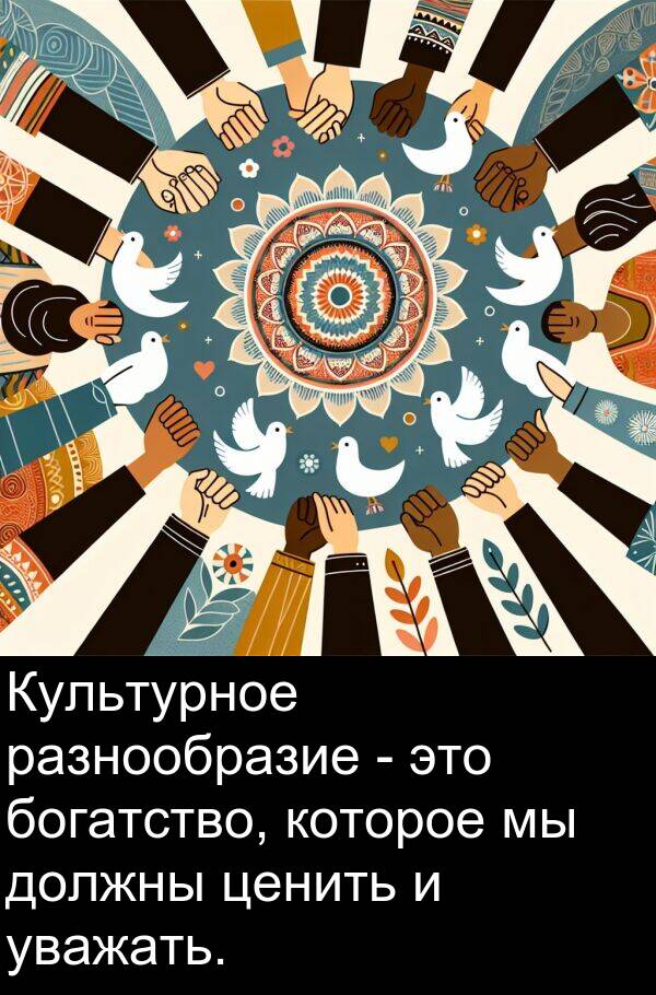 которое: Культурное разнообразие - это богатство, которое мы должны ценить и уважать.
