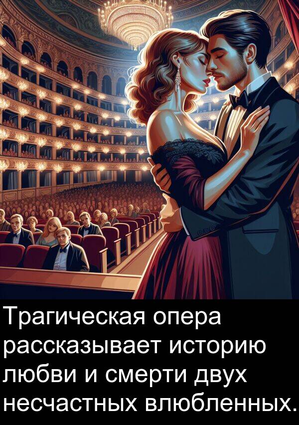 двух: Трагическая опера рассказывает историю любви и смерти двух несчастных влюбленных.