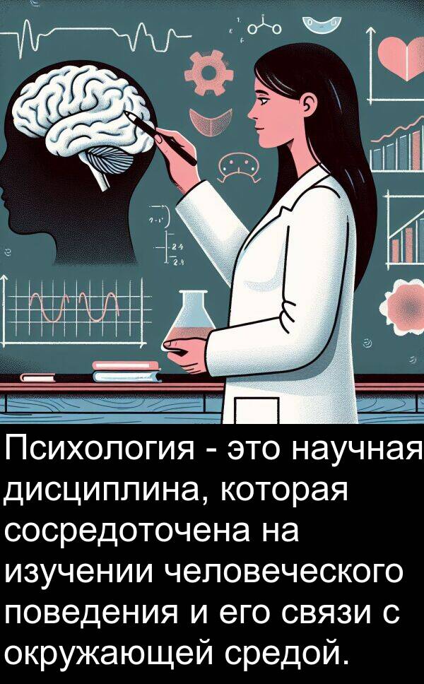 связи: Психология - это научная дисциплина, которая сосредоточена на изучении человеческого поведения и его связи с окружающей средой.