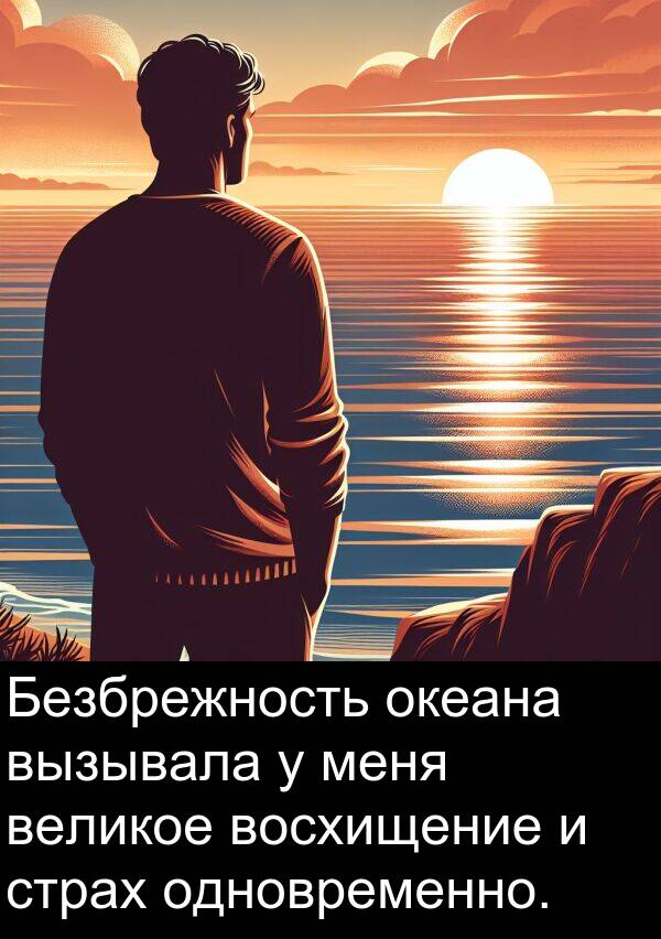 восхищение: Безбрежность океана вызывала у меня великое восхищение и страх одновременно.