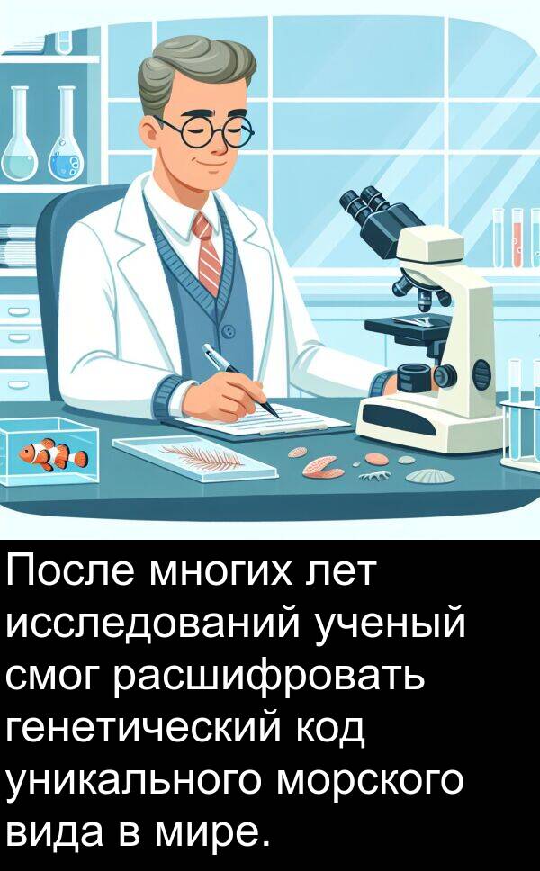 код: После многих лет исследований ученый смог расшифровать генетический код уникального морского вида в мире.