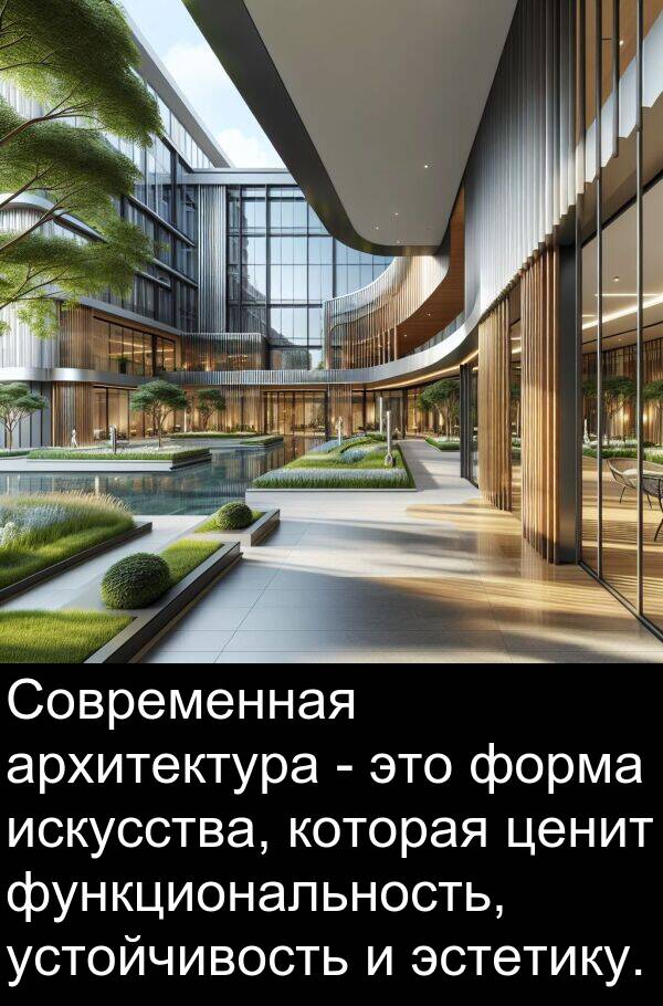 устойчивость: Современная архитектура - это форма искусства, которая ценит функциональность, устойчивость и эстетику.