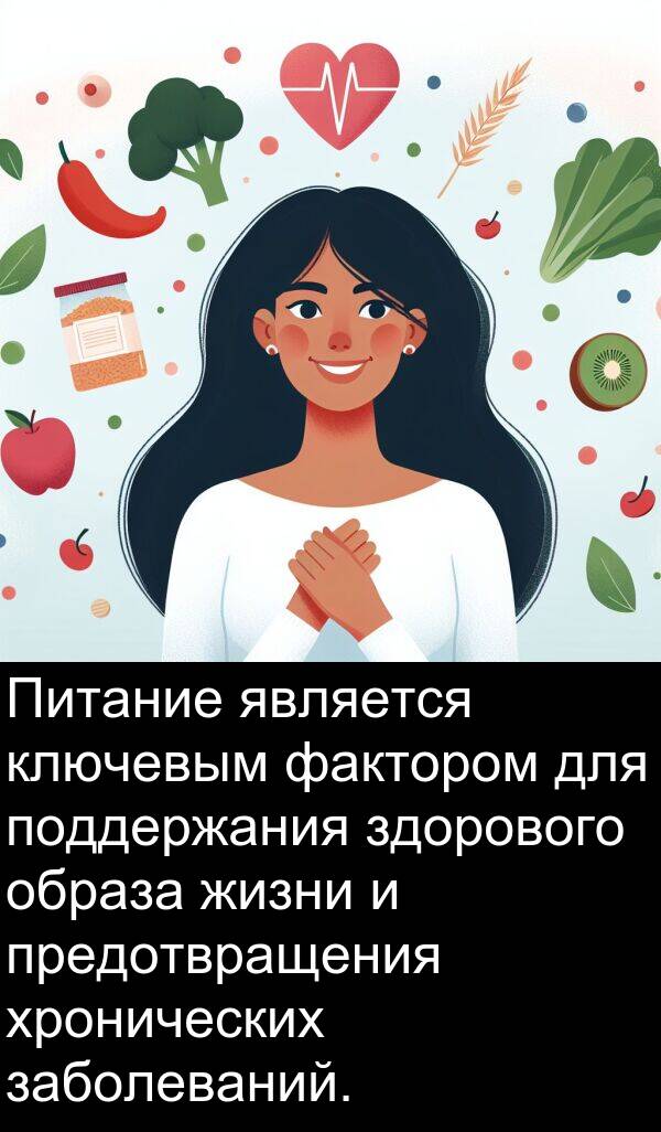 ключевым: Питание является ключевым фактором для поддержания здорового образа жизни и предотвращения хронических заболеваний.