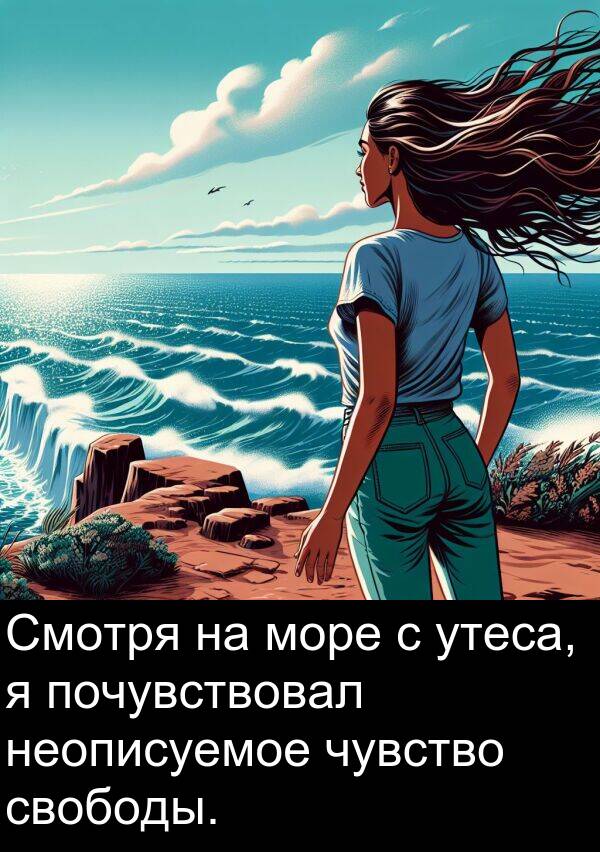 почувствовал: Смотря на море с утеса, я почувствовал неописуемое чувство свободы.
