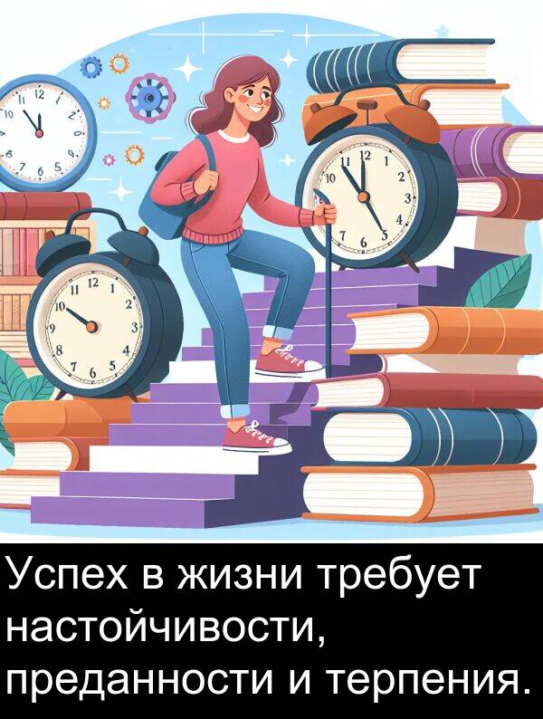 преданности: Успех в жизни требует настойчивости, преданности и терпения.