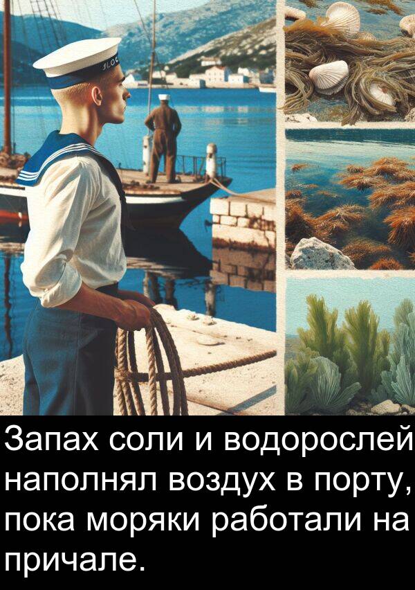 причале: Запах соли и водорослей наполнял воздух в порту, пока моряки работали на причале.