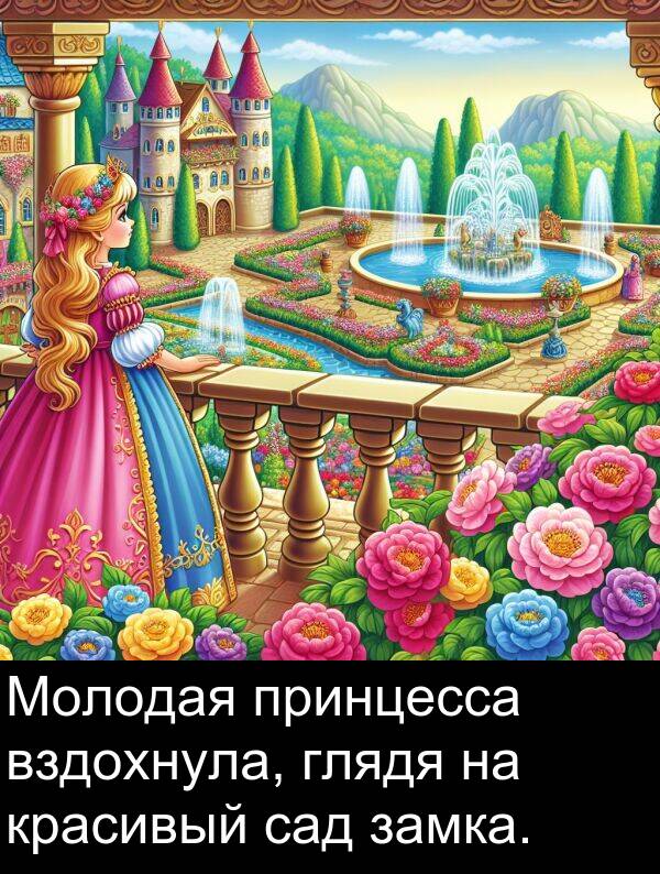 принцесса: Молодая принцесса вздохнула, глядя на красивый сад замка.