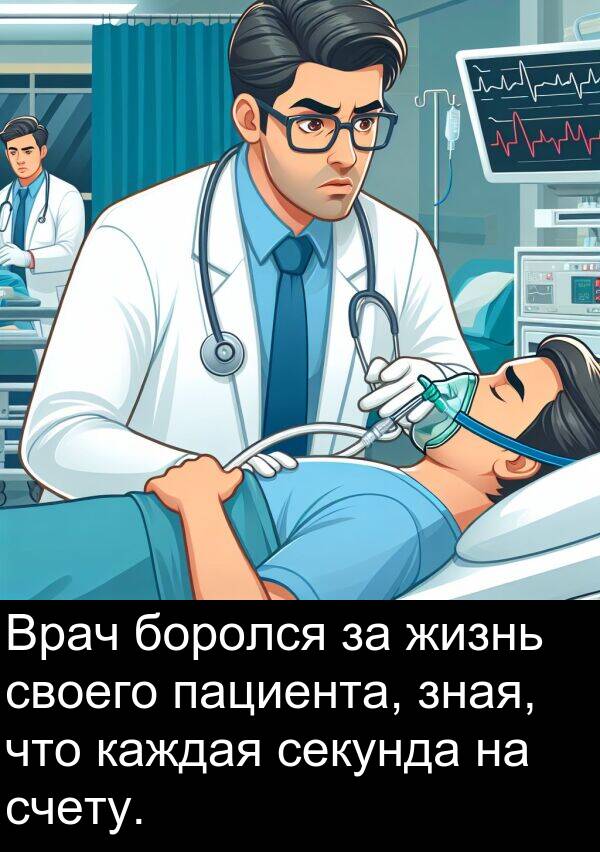 своего: Врач боролся за жизнь своего пациента, зная, что каждая секунда на счету.