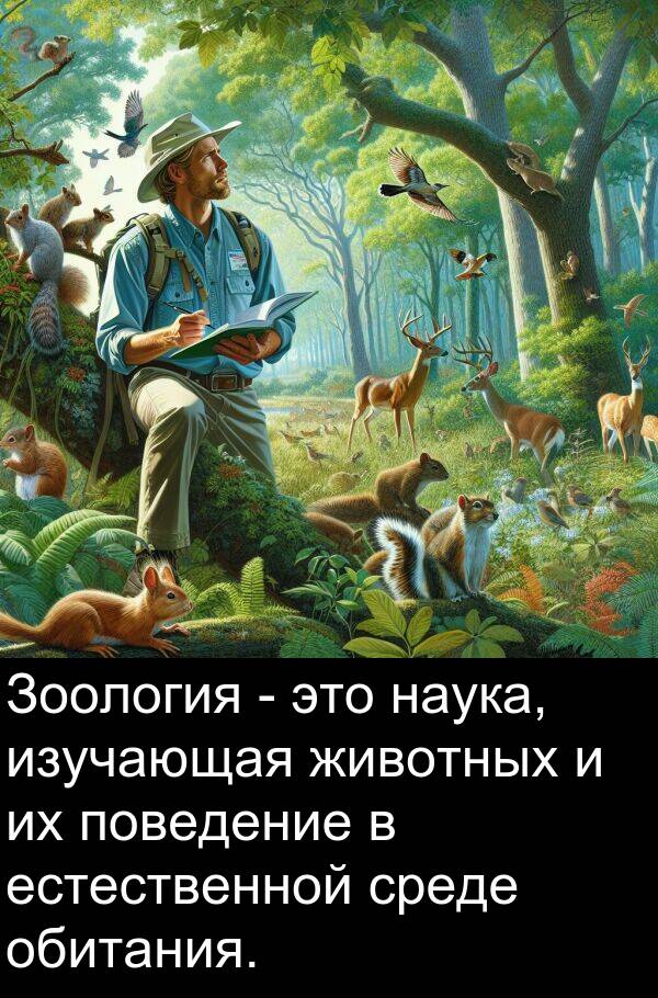 обитания: Зоология - это наука, изучающая животных и их поведение в естественной среде обитания.
