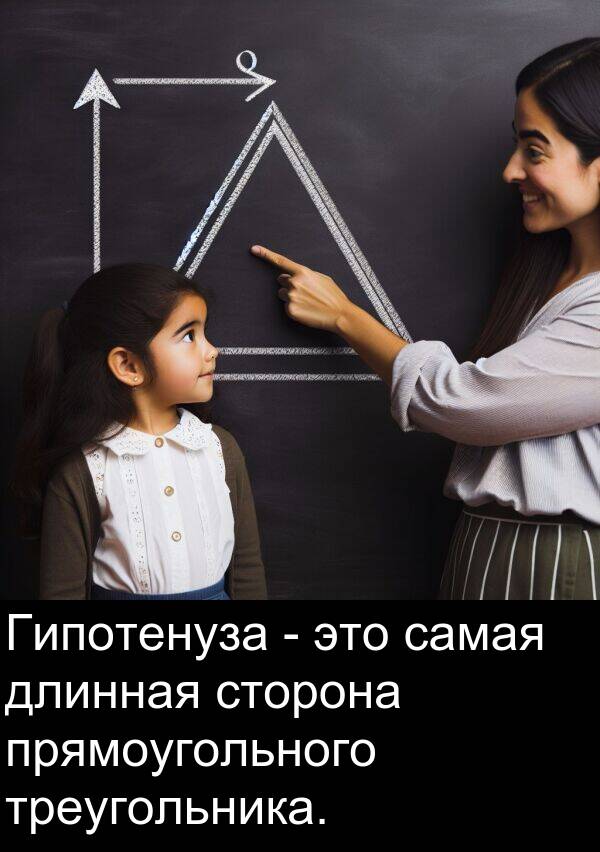 прямоугольного: Гипотенуза - это самая длинная сторона прямоугольного треугольника.