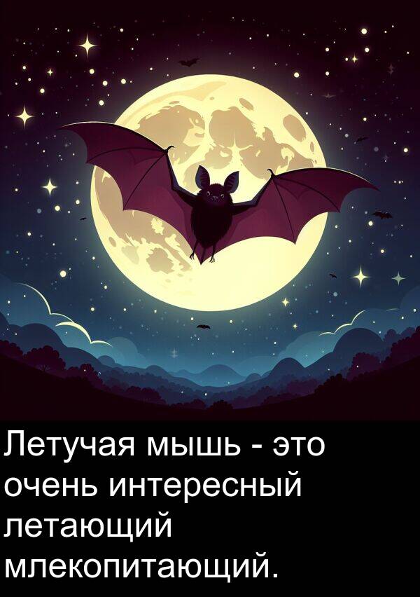 летающий: Летучая мышь - это очень интересный летающий млекопитающий.