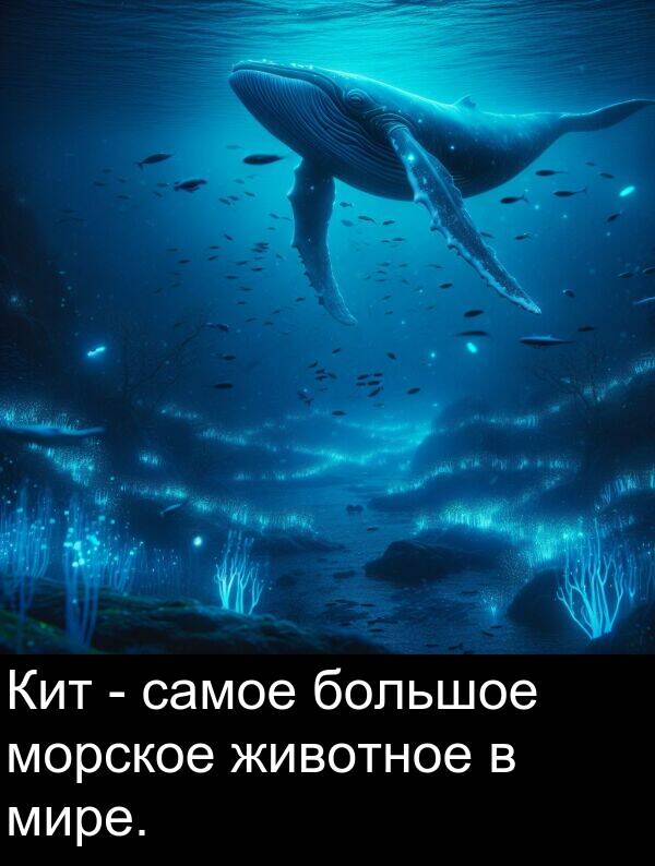 животное: Кит - самое большое морское животное в мире.