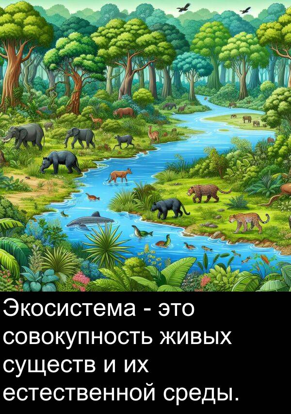 существ: Экосистема - это совокупность живых существ и их естественной среды.