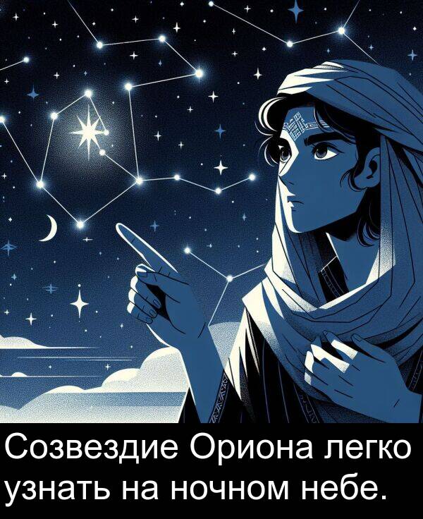 узнать: Созвездие Ориона легко узнать на ночном небе.