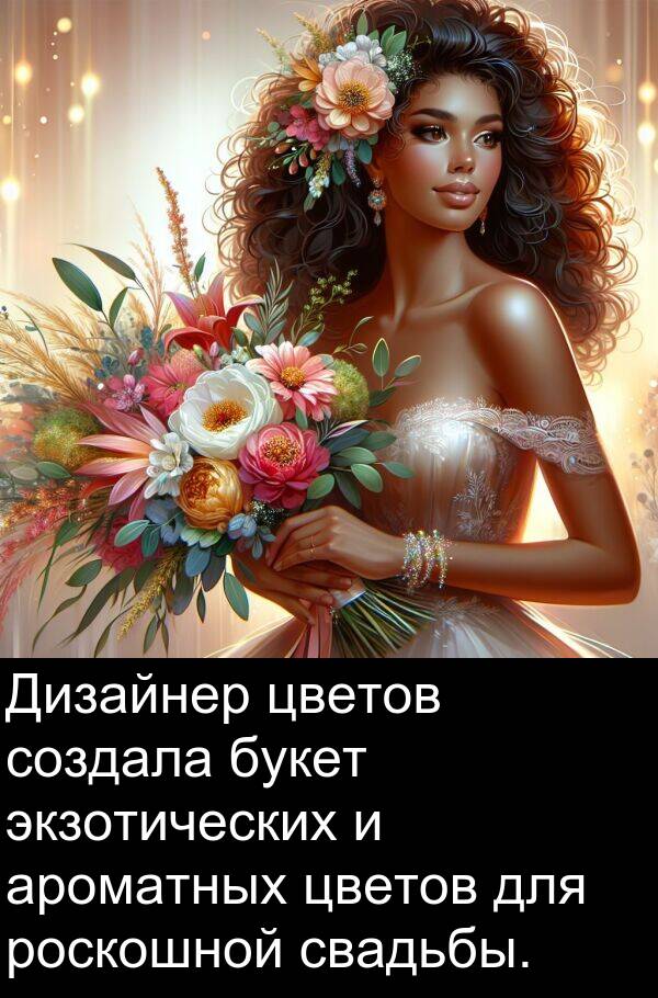 свадьбы: Дизайнер цветов создала букет экзотических и ароматных цветов для роскошной свадьбы.