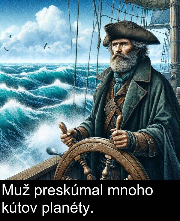 kútov: Muž preskúmal mnoho kútov planéty.
