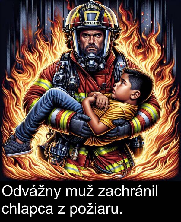 muž: Odvážny muž zachránil chlapca z požiaru.
