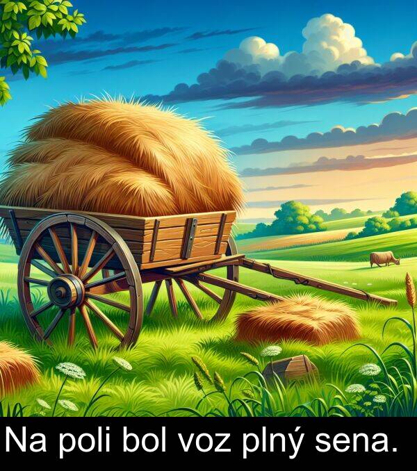 voz: Na poli bol voz plný sena.