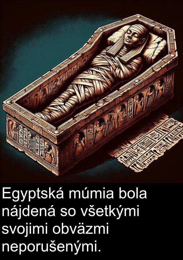 neporušenými: Egyptská múmia bola nájdená so všetkými svojimi obväzmi neporušenými.