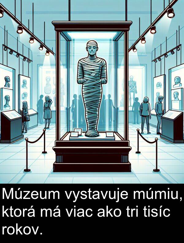 vystavuje: Múzeum vystavuje múmiu, ktorá má viac ako tri tisíc rokov.