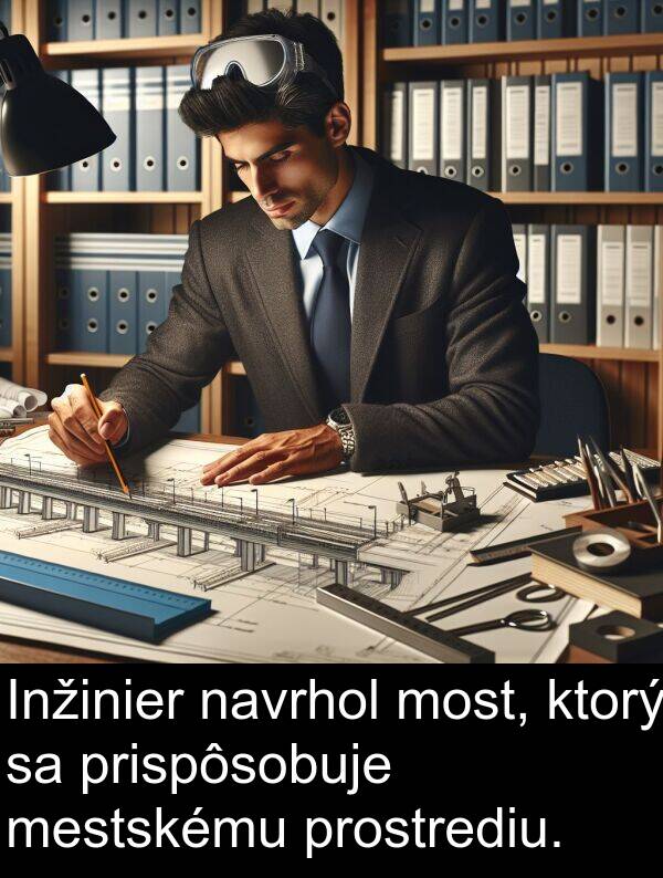 navrhol: Inžinier navrhol most, ktorý sa prispôsobuje mestskému prostrediu.