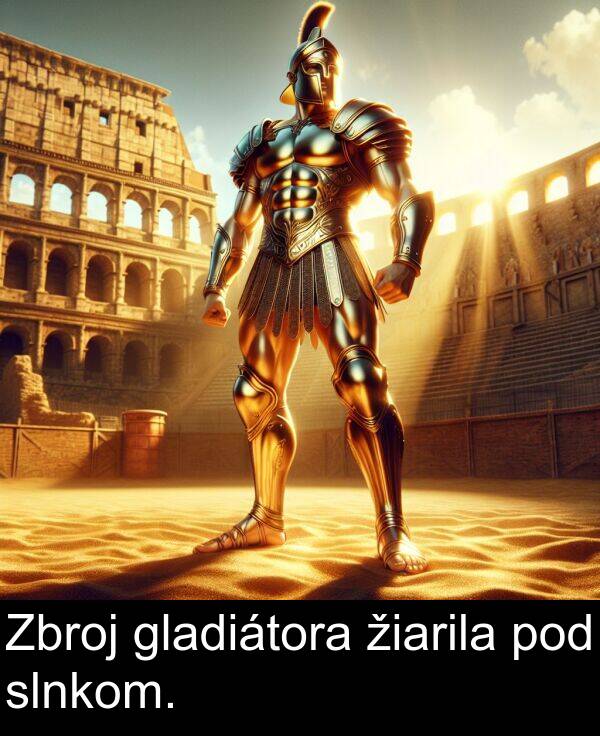 slnkom: Zbroj gladiátora žiarila pod slnkom.
